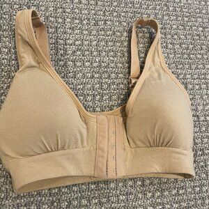 AnaOno Bra Womens Small Front Hook Beige Padded Modal Soft Mastectomy Tan